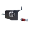 close up view of 2x4 target hanger with shock absorbing bolt and spring on a white background