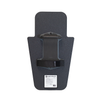 Backside view of black 15" x 25" Caliber Armor Pistol rated Level IIIA HG2 Ballistic Shield with fixed streamlined handle in the center, padded armrest, & quick release strap on a white background