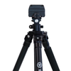 close up view of aluminum shooting tripod saddle clap mounting system for precision rifle shooting on a white background